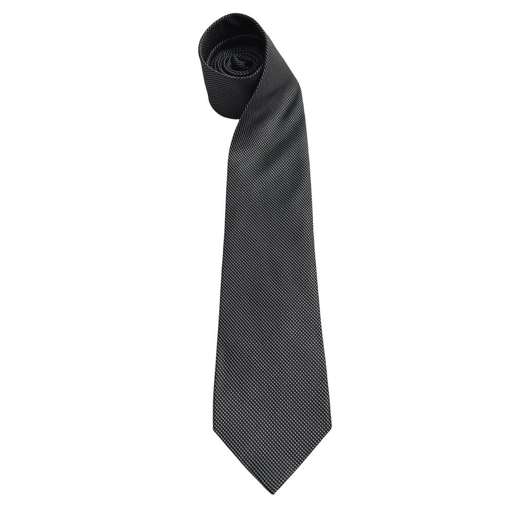 Calvin Klein Men’s Silk Tie Black Gray Geometric Woven Necktie - Picture 1 of 6